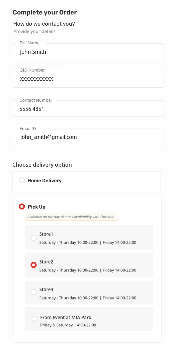 Contact and delivery